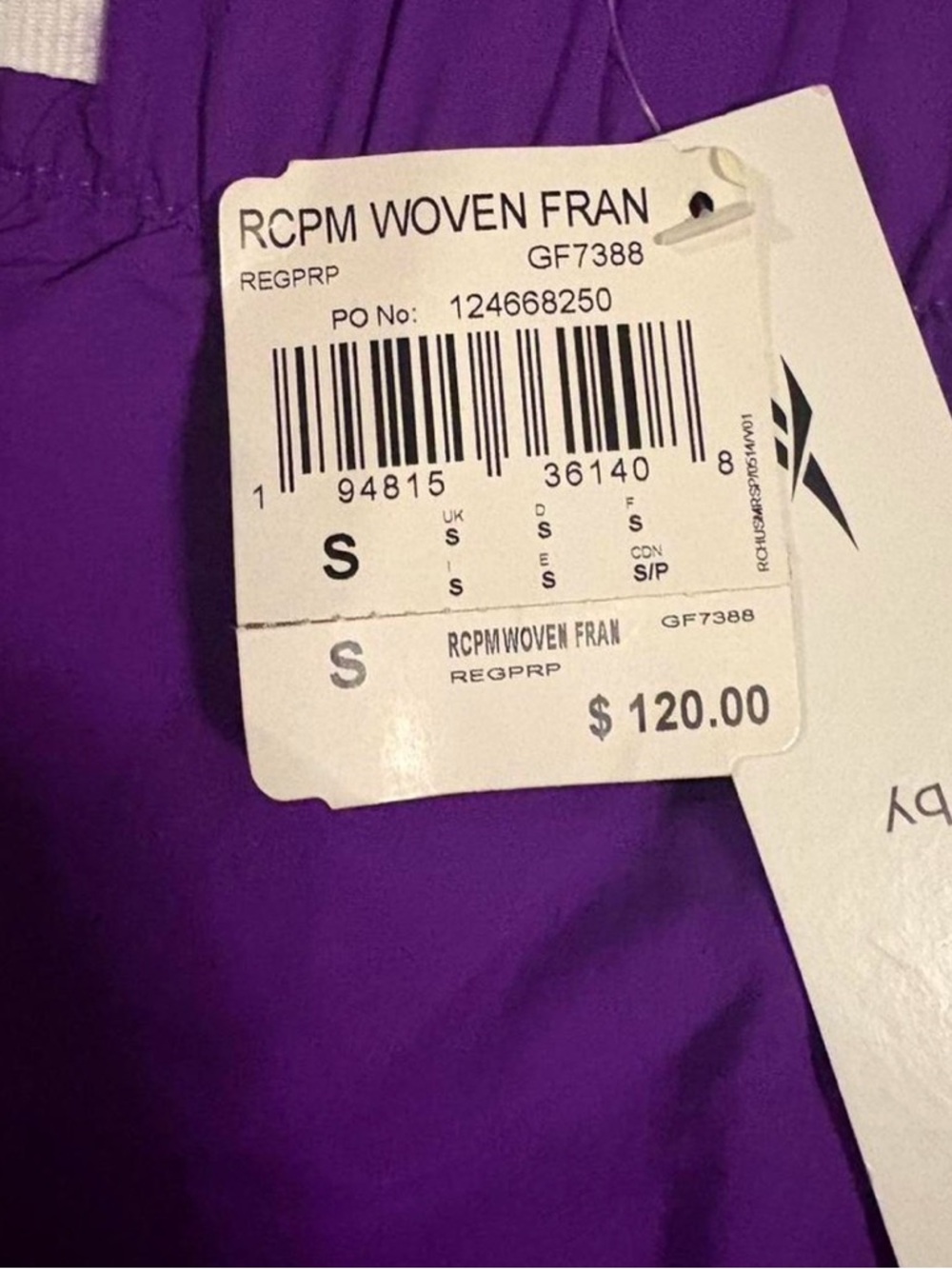 Men’s Reebok x Pyer Moss Purple Jogger Pants with Yellow Logo Accents - Picture 2 of 8
